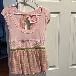 Free People Pink and Green Tunic Top